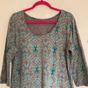 Fresh Produce Womens Ikat Dalia A Line Dress Sz L Lagenlook Lightweight Cotton